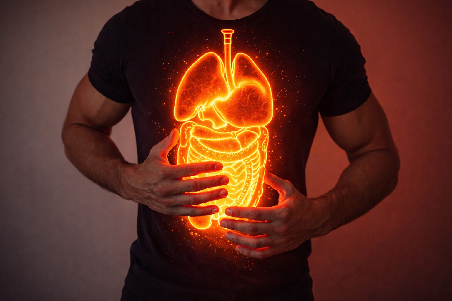 A person experiencing chest discomfort representing stomachburn